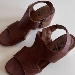 6, women’s, brown dress sandals with open toe, heel